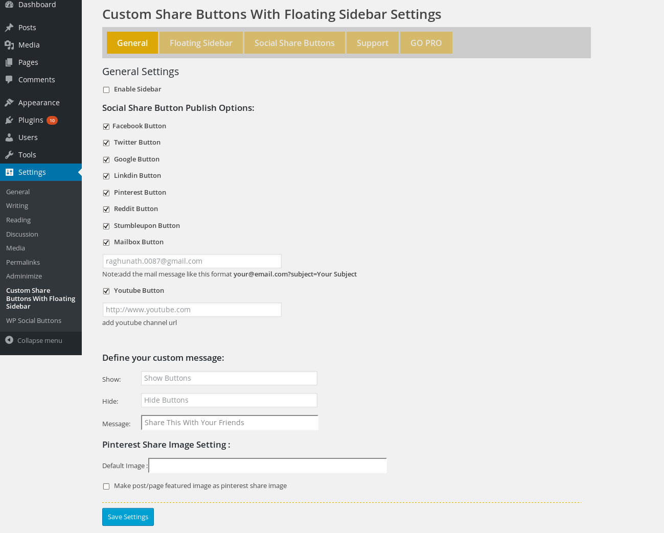 Custom Share Buttons with Floating Sidebar Download Free Wordpress Plugin 1
