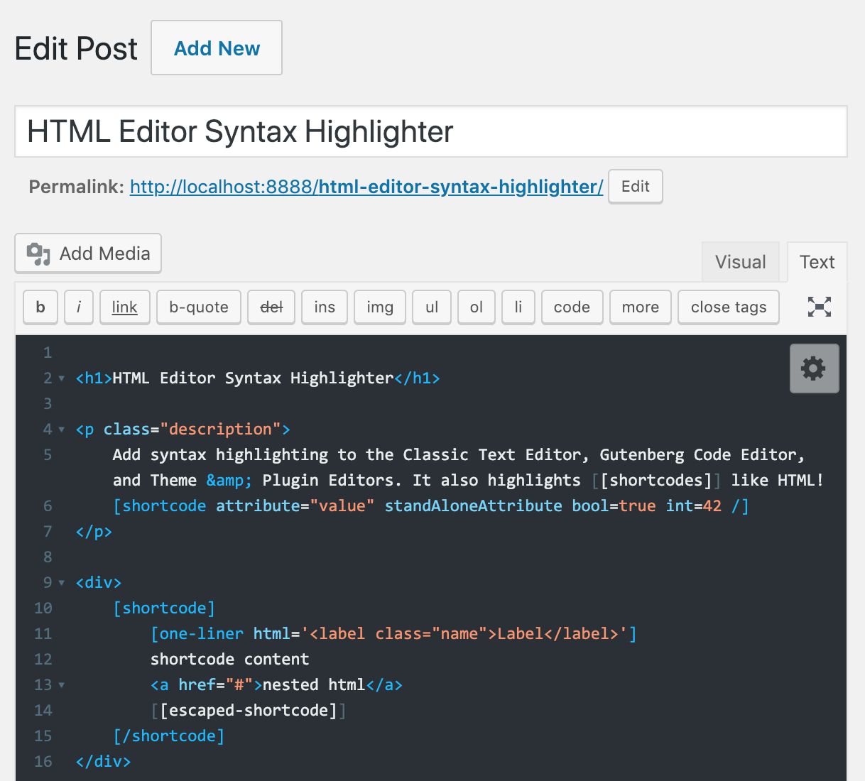 HTML Editor Syntax Highlighter Download Free Wordpress Plugin 3