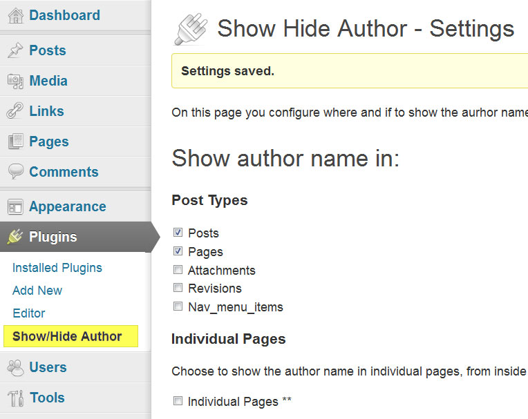 Show Hide Author Download Free Wordpress Plugin 3