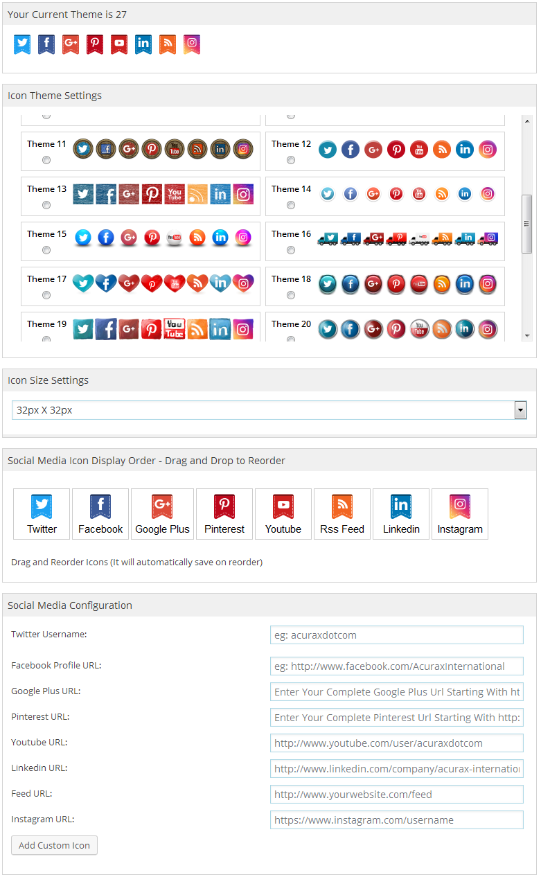 Social Media Widget by Acurax Download Free Wordpress Plugin 1