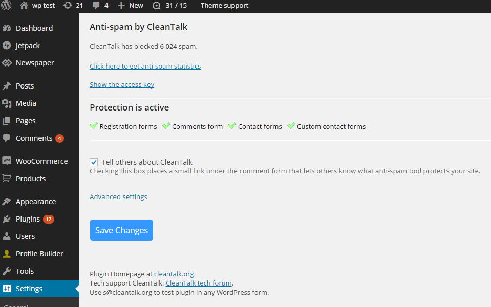 Spam protection, AntiSpam, FireWall by CleanTalk Download Free Wordpress Plugin 5