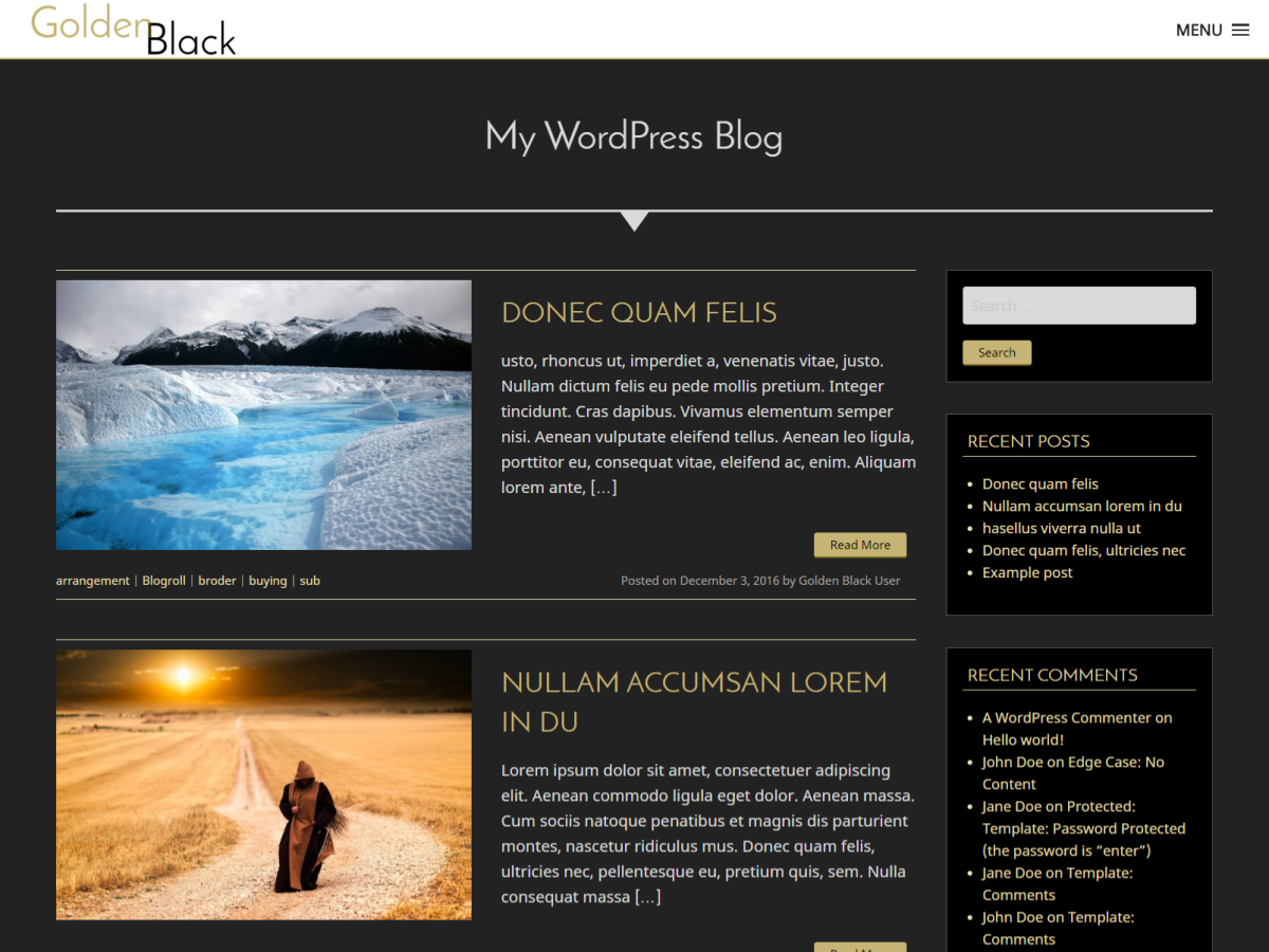 Golden Black Download Free Wordpress Theme 2