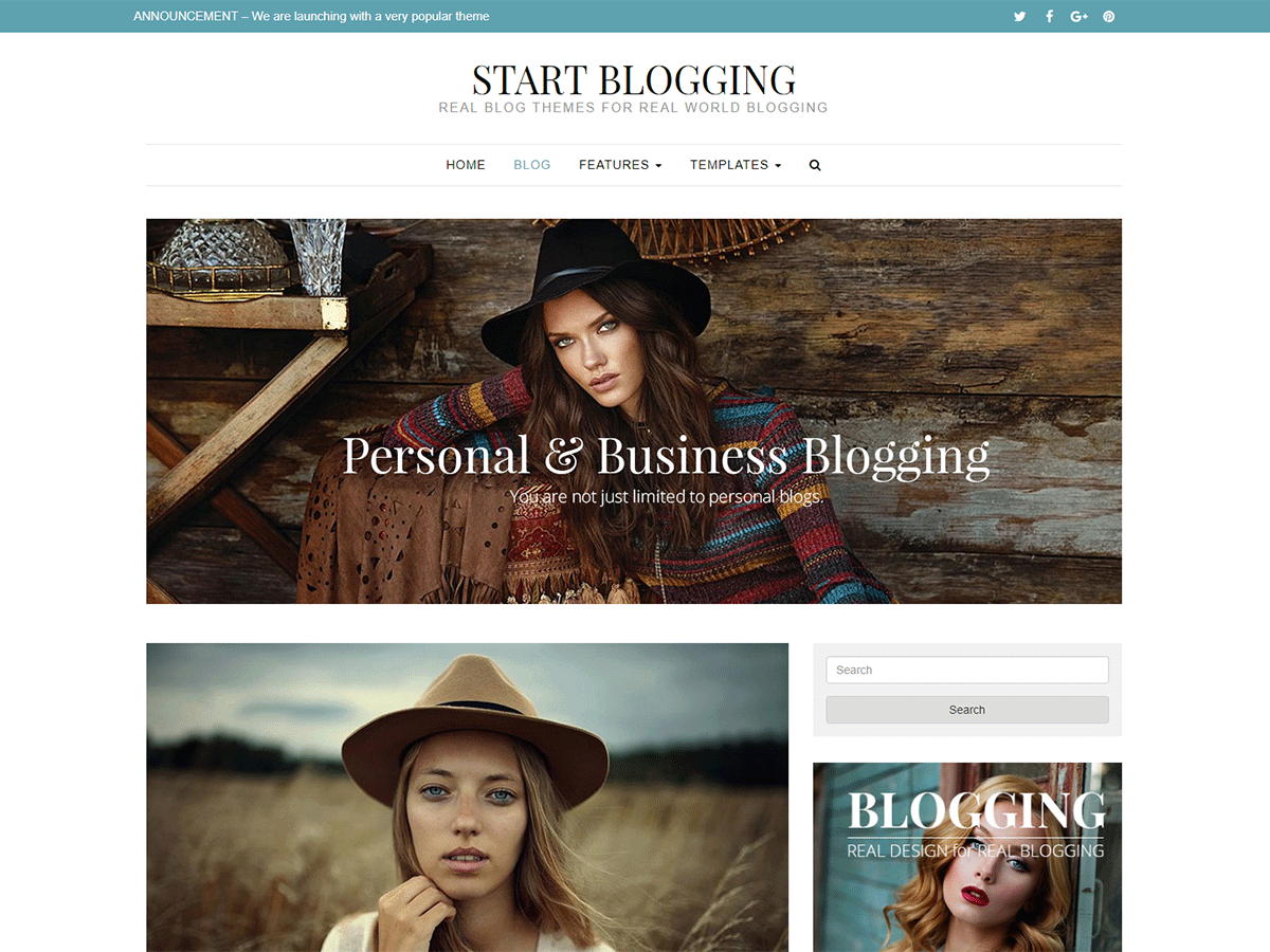 Start Blogging Download Free Wordpress Theme 2
