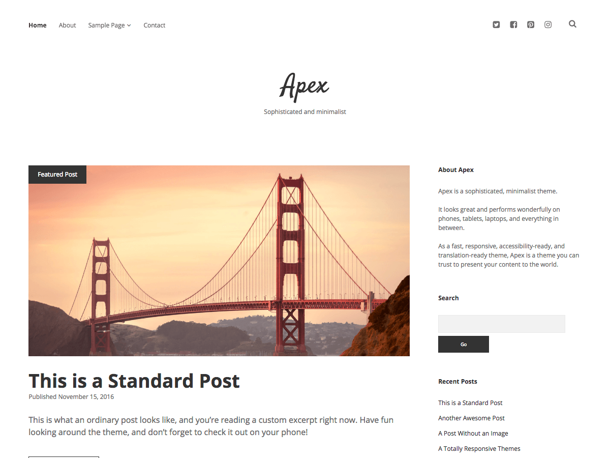 Apex Download Free WordPress Theme