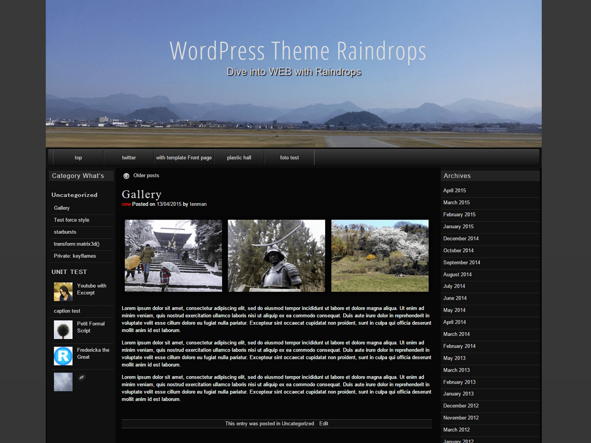 raindrops Download Free Wordpress Theme 2